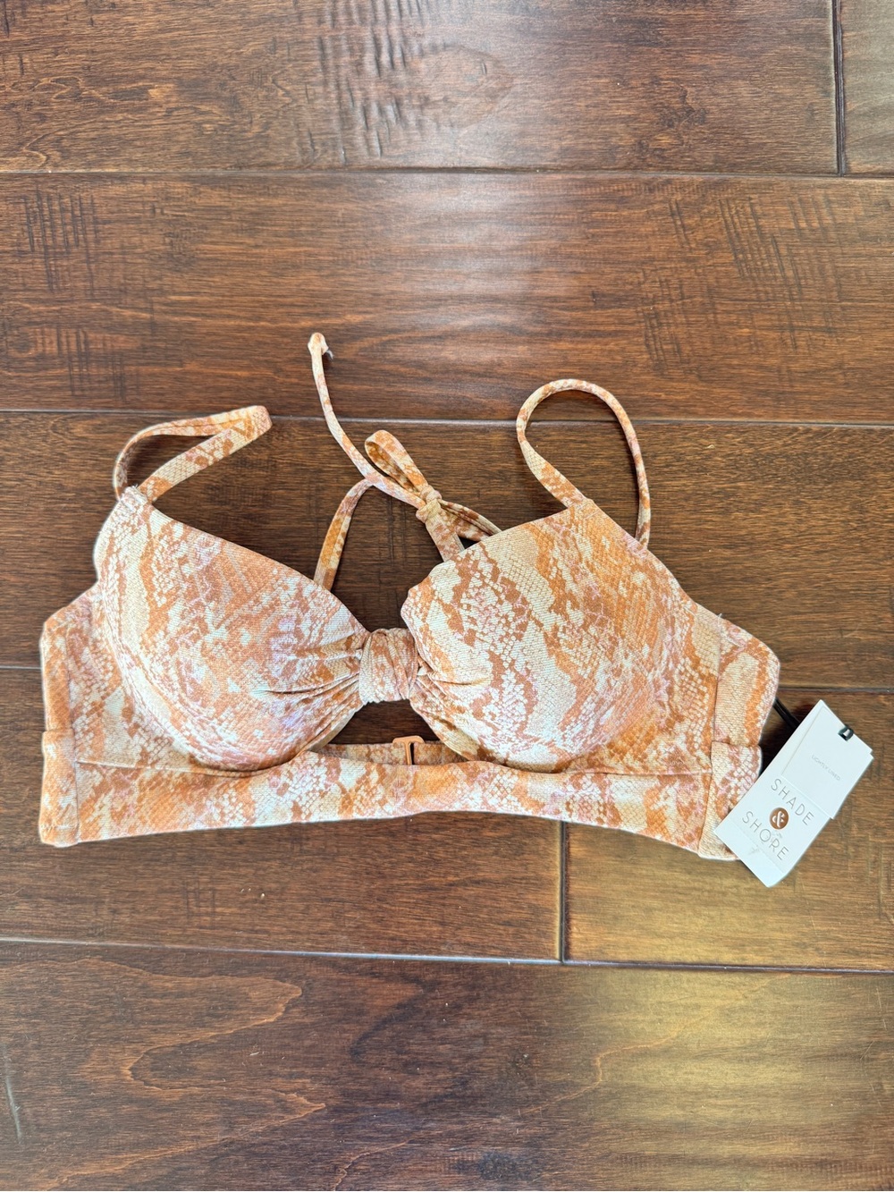 NEW Target Shade & Shore 34B S M Gold Snakeskin Swimsuit Bikini Top Padded HOT!